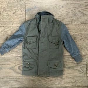 No Retreat Khaki Green with Gray sleeves. Size 3 months.